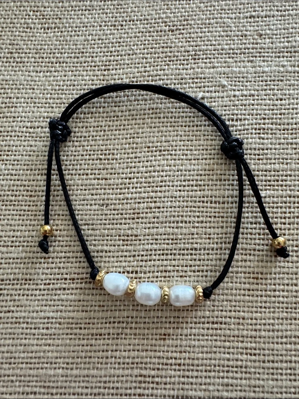 bloom Josephine Black Cord Bracelet with White Pearls and Gold Accents Jewelry